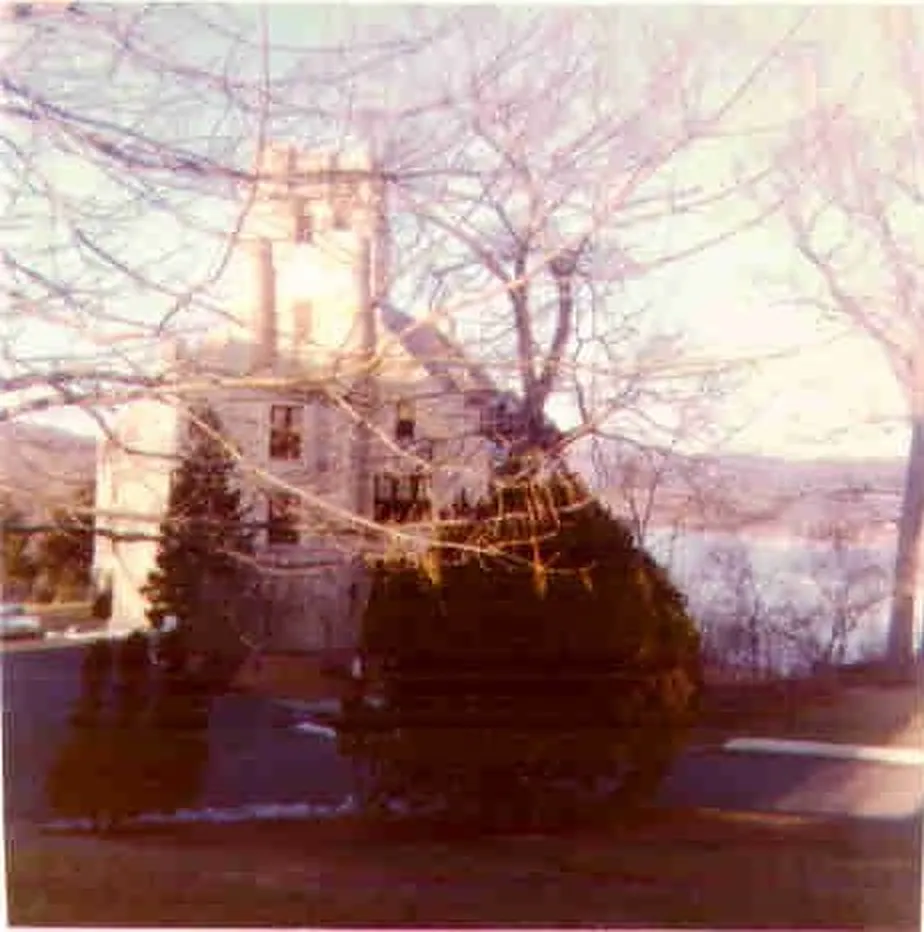 Campus chapel tower above the Hudson