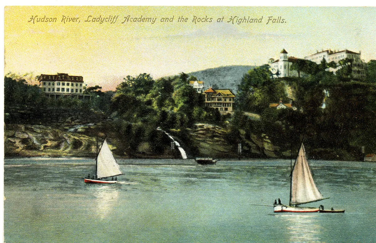 Vintage postcard: Hudson River, Ladycliff Academy and the Falls